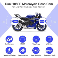 VSYSTO Motocyklová kamera DashCam Motocyklová kamera 1080P Duální objektiv přední a zadní kamery WiFi Záznamník jízdy Vodotěsná 